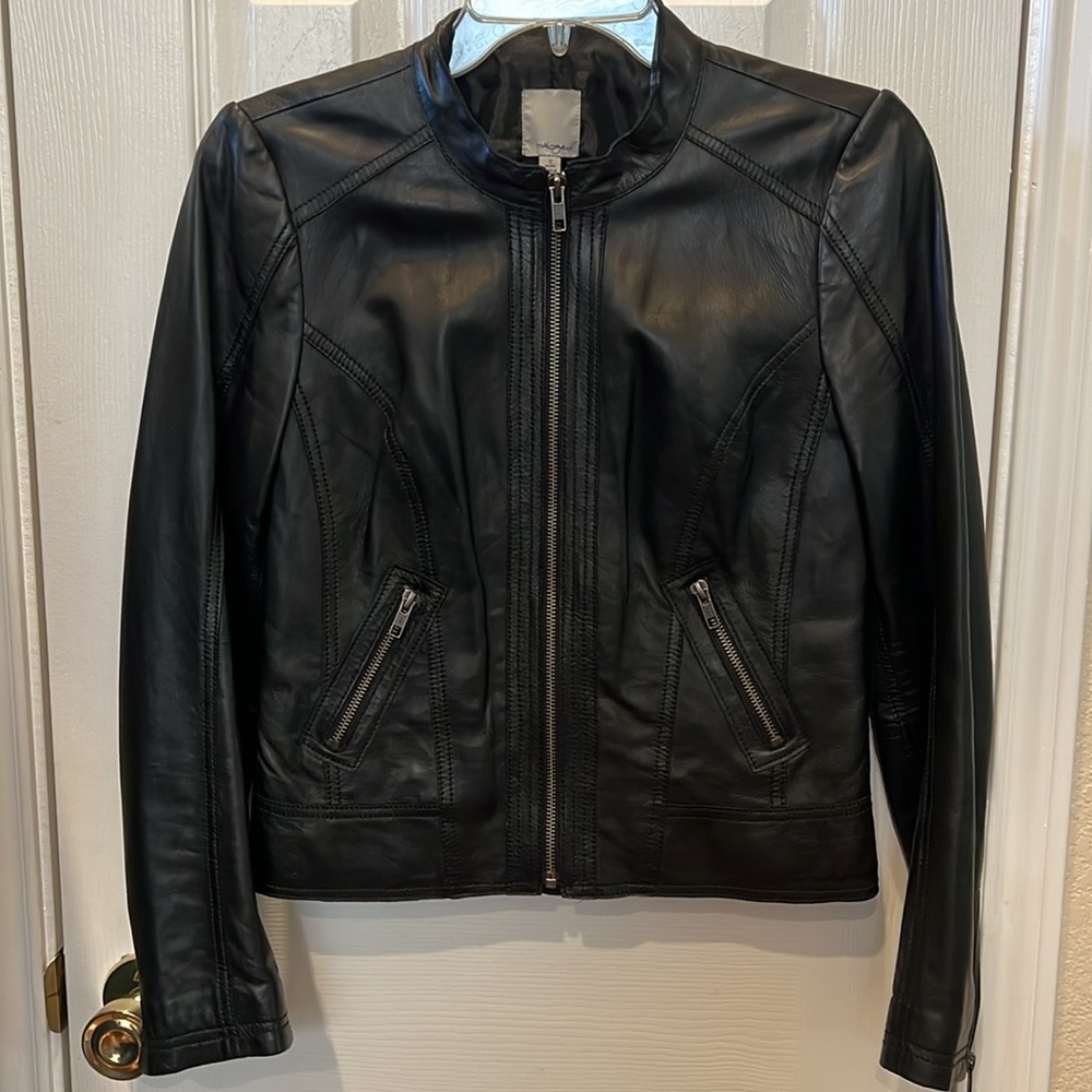 Halogen Black Leather Moto Jacket